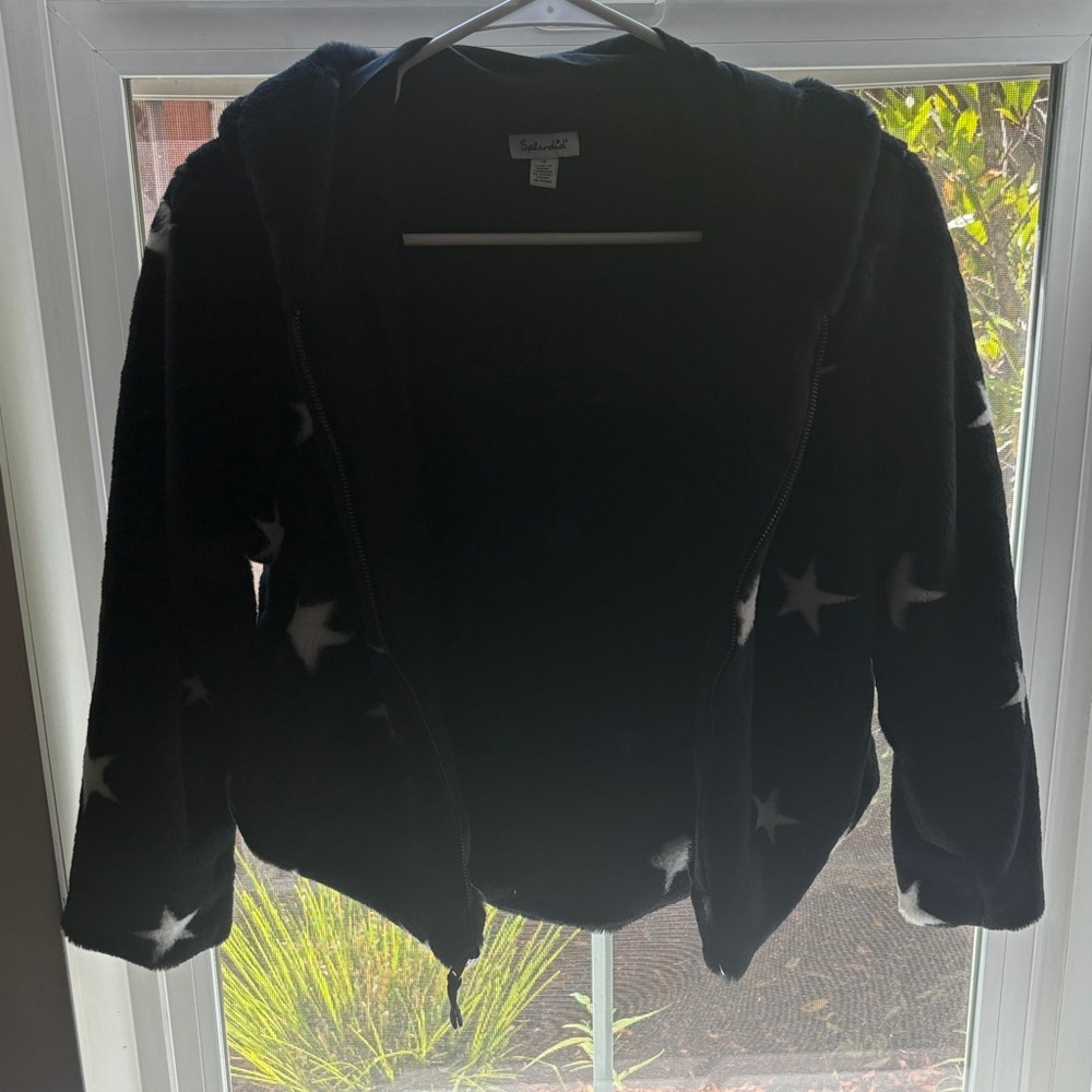 Splendid Black Teddy Jacket with White Star Pattern